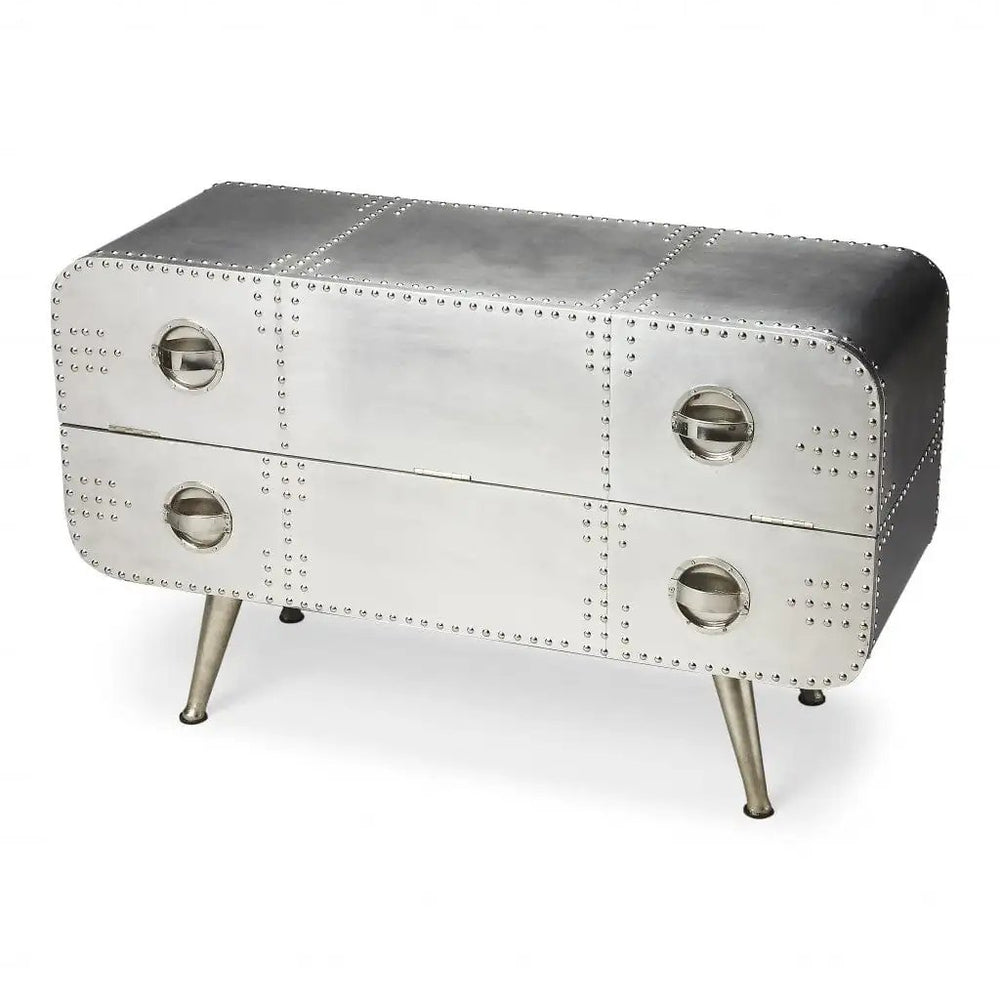 43" Silver Metal Two Drawer Chest - Homeroots