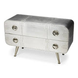 43" Silver Metal Two Drawer Chest - Homeroots