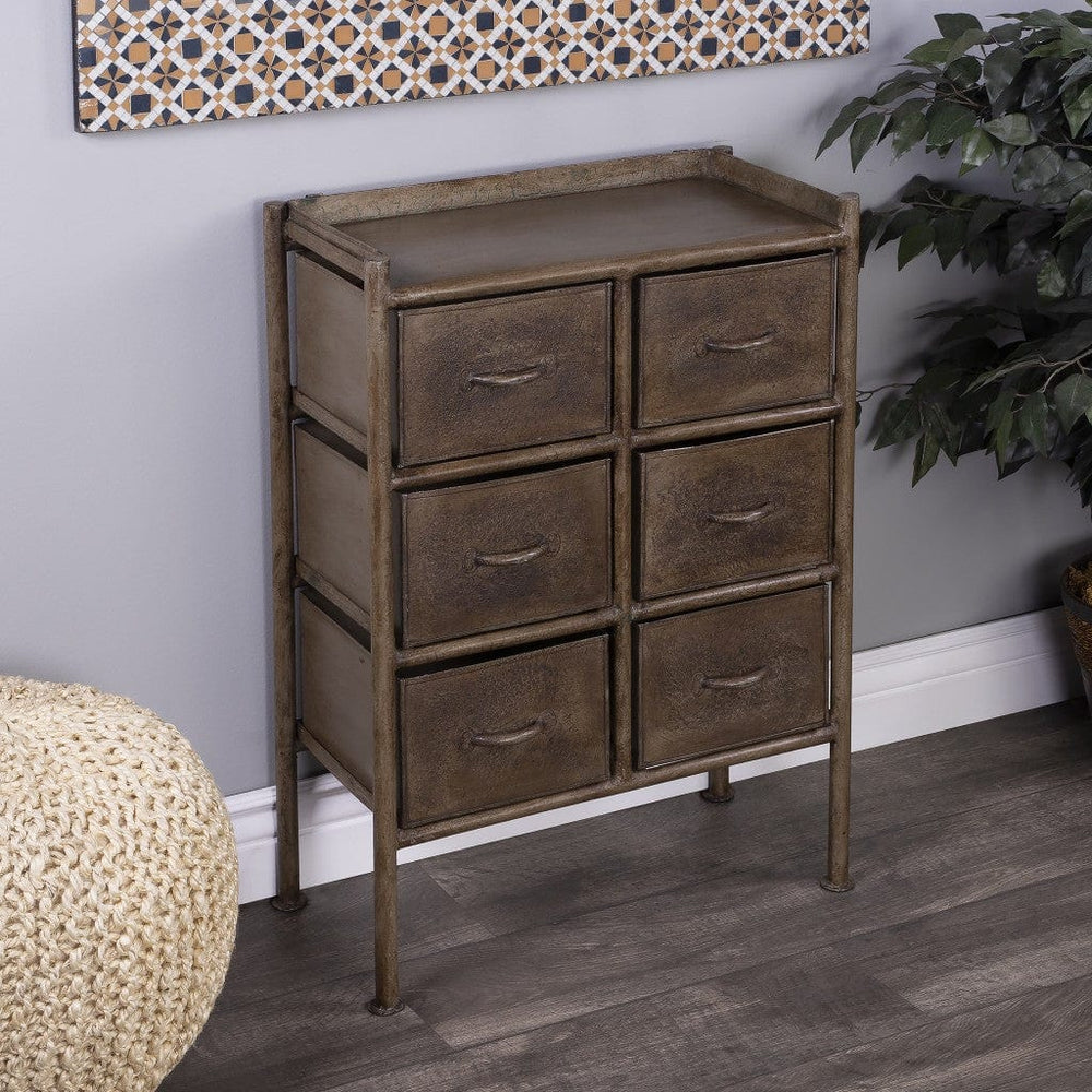 23" Bronze Metal Six Drawer Chest - Homeroots