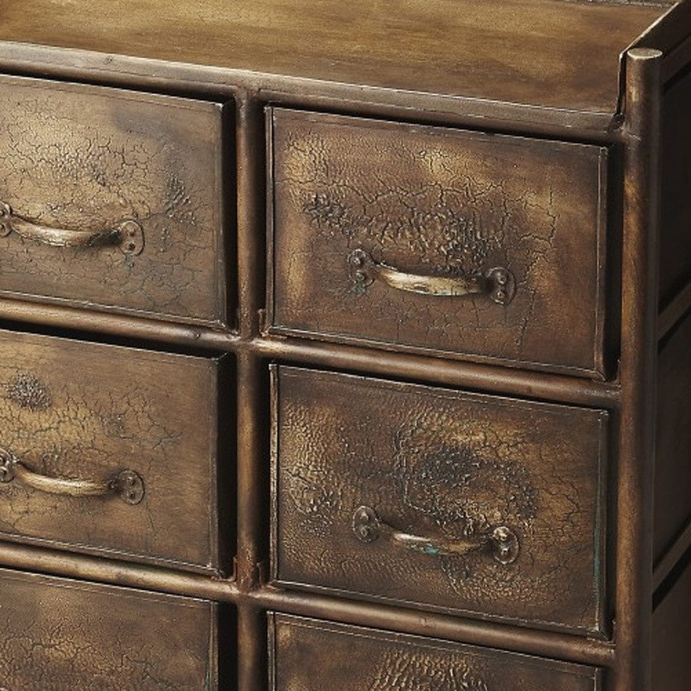 23" Bronze Metal Six Drawer Chest - Homeroots