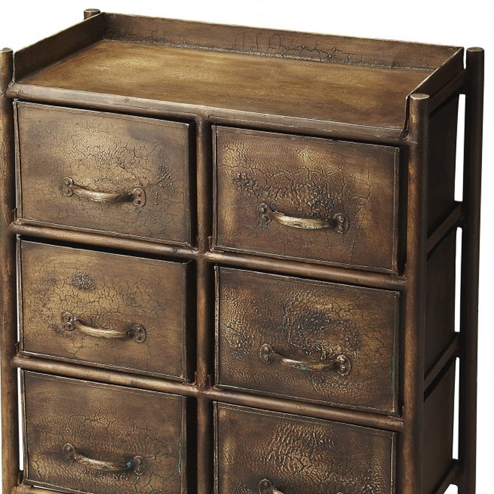 23" Bronze Metal Six Drawer Chest - Homeroots