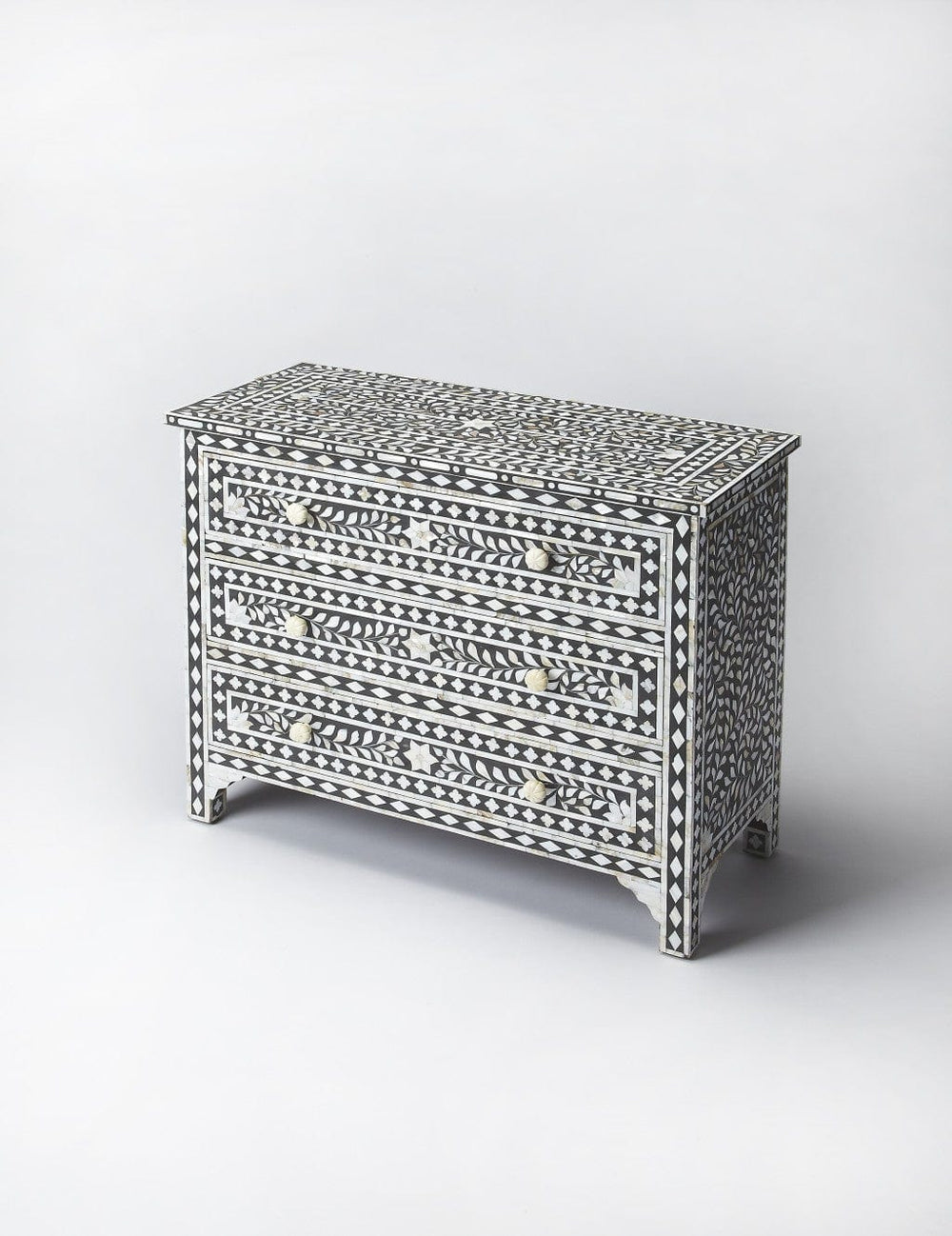 36" Black Manufactured Wood Three Drawer Chest - Homeroots