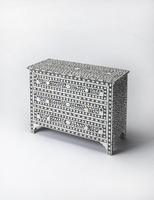 36" Black Manufactured Wood Three Drawer Chest - Homeroots