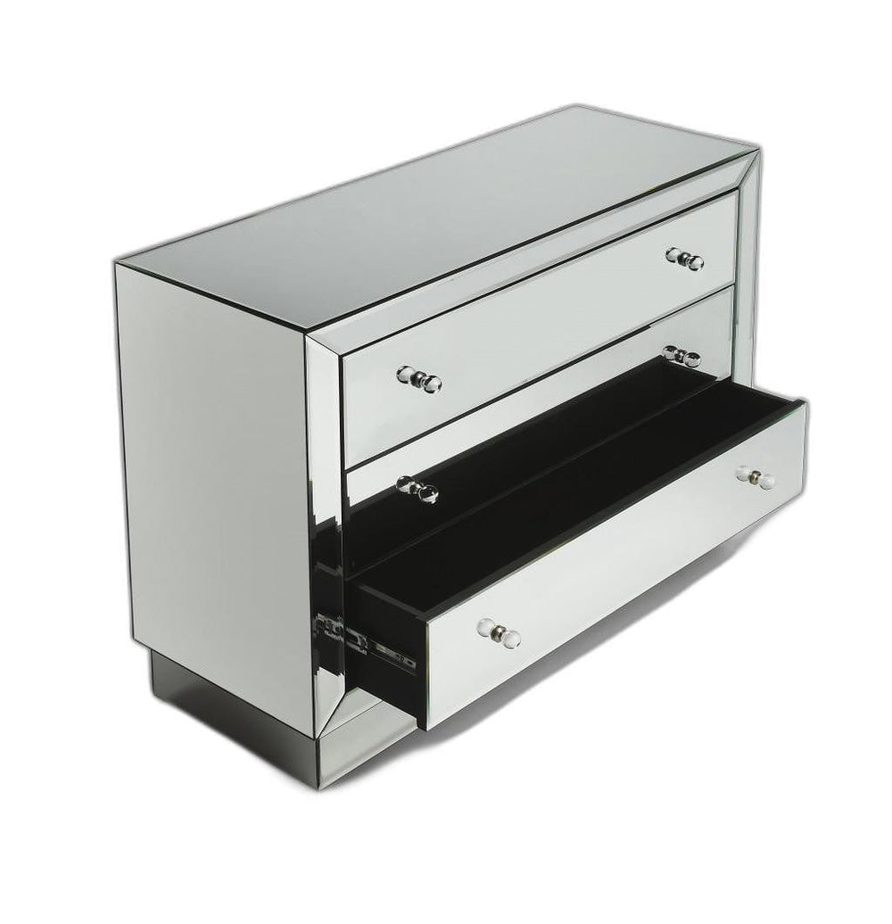 42" Clear Glass Three Drawer Dresser - Homeroots - Flyclothing LLC