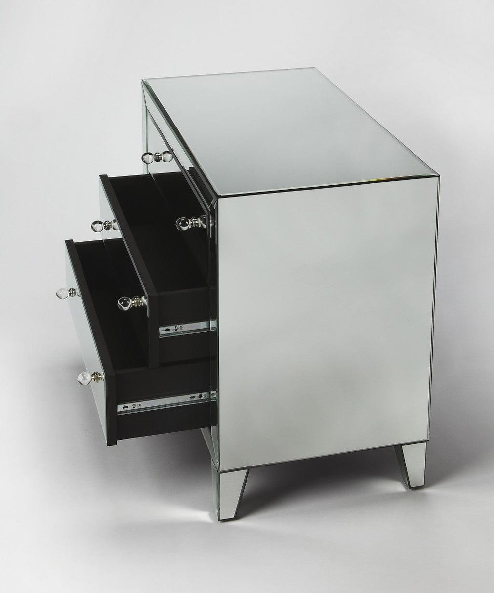 30" Clear Glass Three Drawer Chest - Homeroots