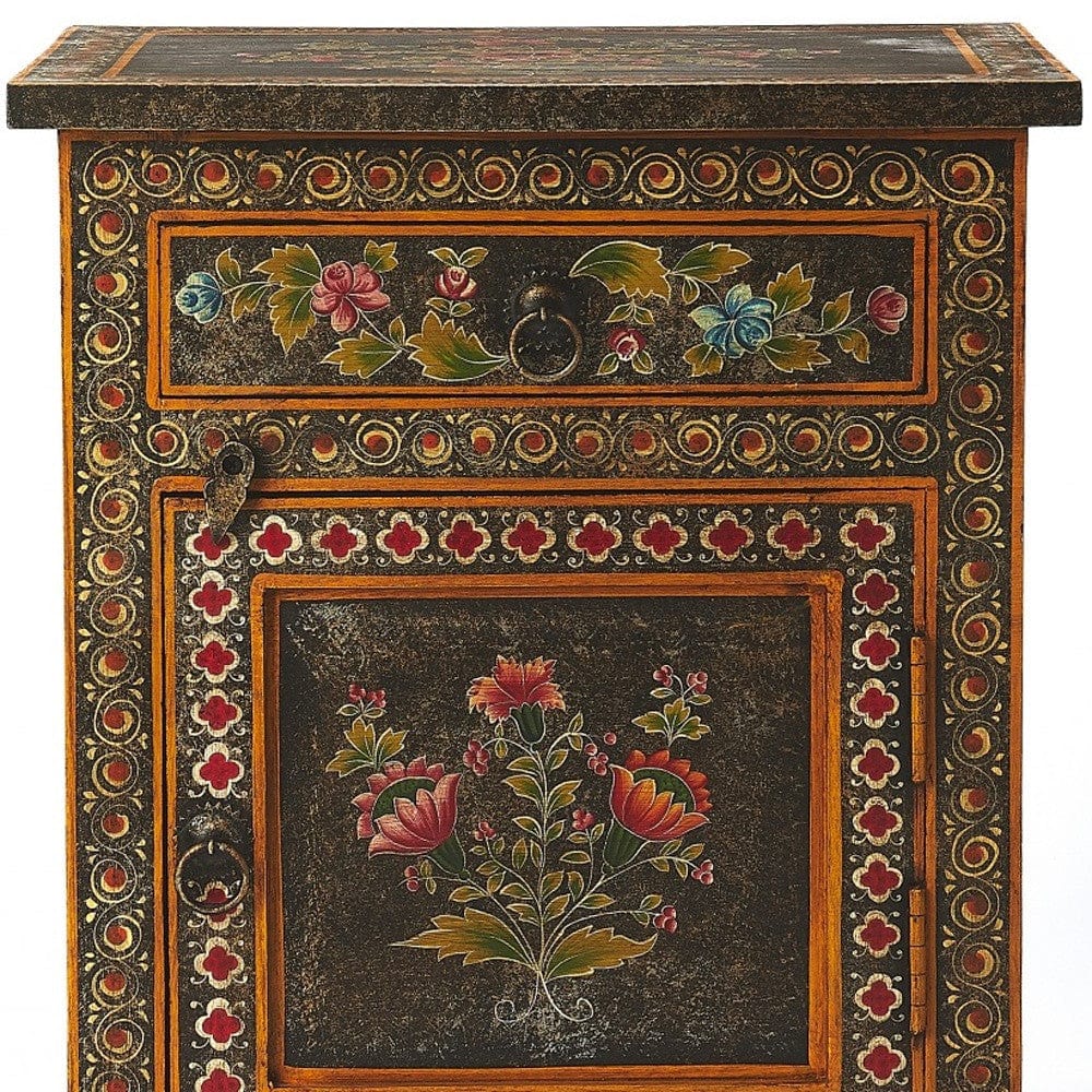 18" Dark Brown Solid Wood Frame Accent Cabinet With Two Drawers - Homeroots