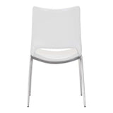 Set of Two White And Silver Upholstered Faux Leather Dining Side Chairs - Homeroots - Flyclothing LLC