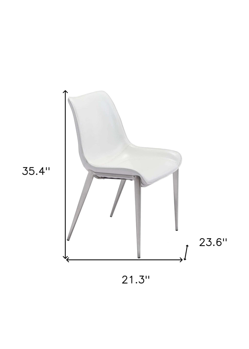 Set of Two White And Silver Upholstered Faux Leather Open Back Dining Side Chairs - Homeroots - Flyclothing LLC