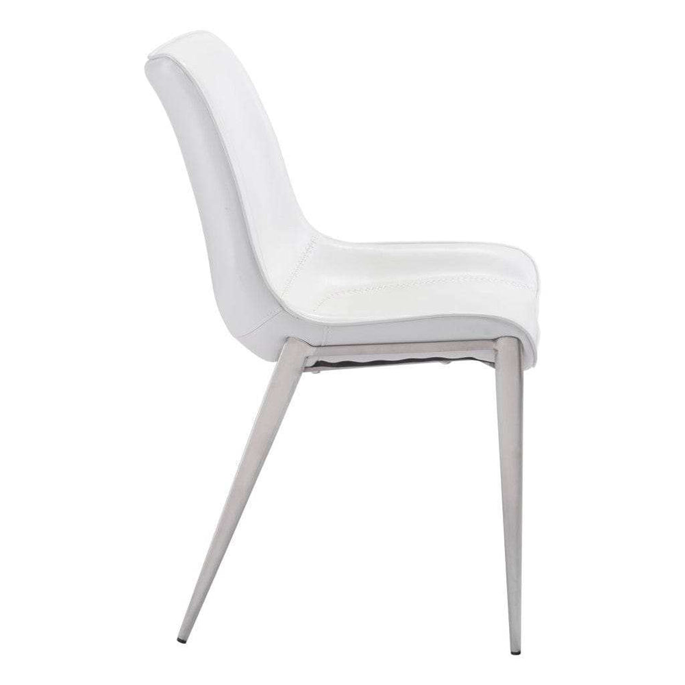 Set of Two White And Silver Upholstered Faux Leather Open Back Dining Side Chairs - Homeroots - Flyclothing LLC