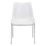 Set of Two White And Silver Upholstered Faux Leather Open Back Dining Side Chairs - Homeroots - Flyclothing LLC