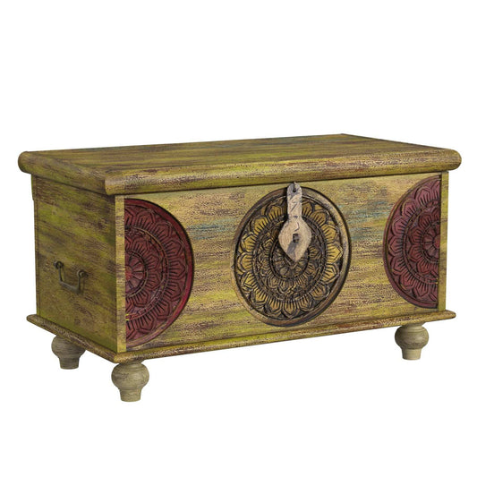 Mesa Carved Wooden Trunk Coffee Table - Homeroots - Flyclothing LLC