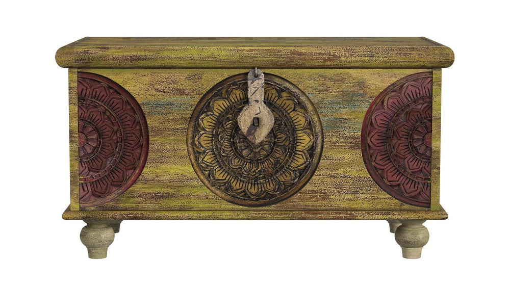 Mesa Carved Wooden Trunk Coffee Table - Homeroots - Flyclothing LLC