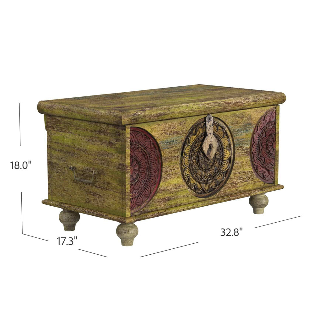 Mesa Carved Wooden Trunk Coffee Table - Homeroots - Flyclothing LLC