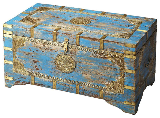 Traditional Hand Painted Brass Inlay Storage Trunk - Homeroots - Flyclothing LLC
