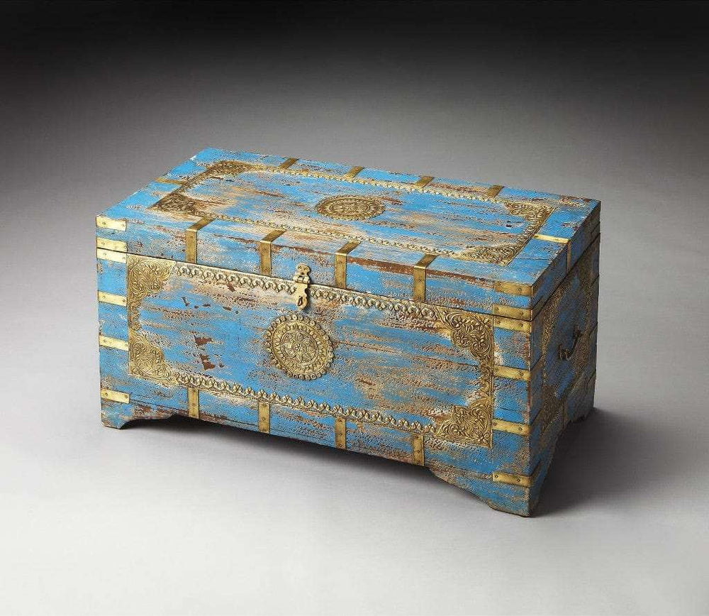 Traditional Hand Painted Brass Inlay Storage Trunk - Homeroots - Flyclothing LLC