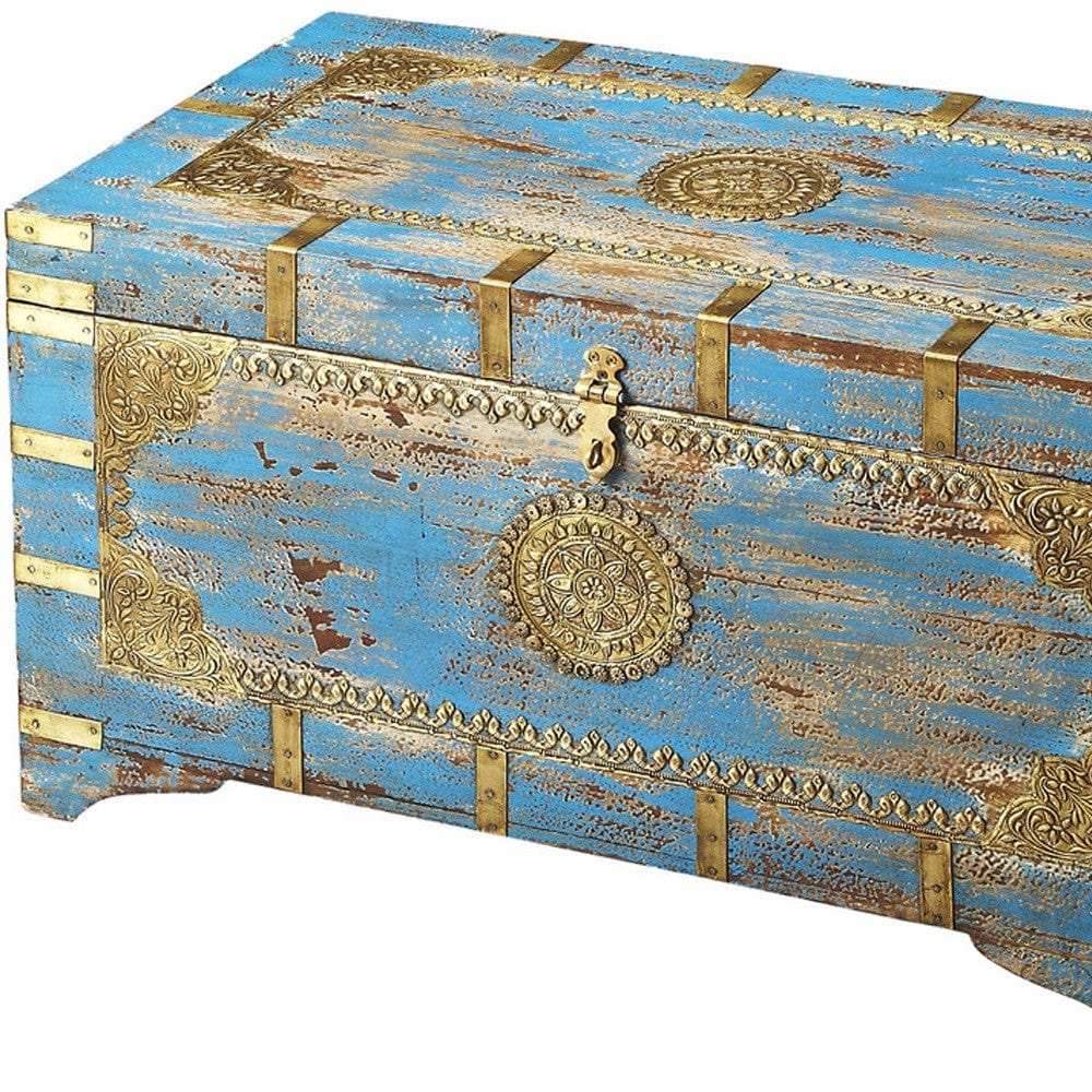 Traditional Hand Painted Brass Inlay Storage Trunk - Homeroots - Flyclothing LLC