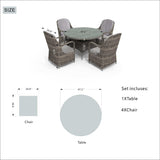 Five Piece Gray Round Glass Dining Set - Homeroots - Flyclothing LLC