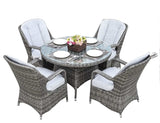 Five Piece Gray Round Glass Dining Set - Homeroots - Flyclothing LLC