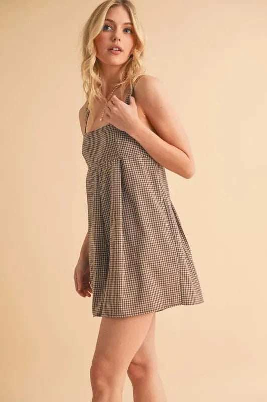 Aemi+Co Plaid Square Neck Romper - Trendsi - Flyclothing LLC