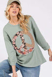 SAGE + FIG Floral Peace Patch Round Neck Top - Trendsi - Flyclothing LLC