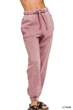 Zenana Acid Wash Fleece Sweatpants with Pockets - Trendsi - Flyclothing LLC