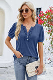 Frill Notched Short Sleeve Blouse - Trendsi - Flyclothing LLC