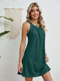 Eyelet Grecian Neck Mini Dress - Trendsi - Flyclothing LLC