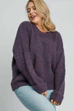 Umgee Full Size Round Neck Long Sleeve Boucle Sweater Plus Size - Trendsi - Flyclothing LLC