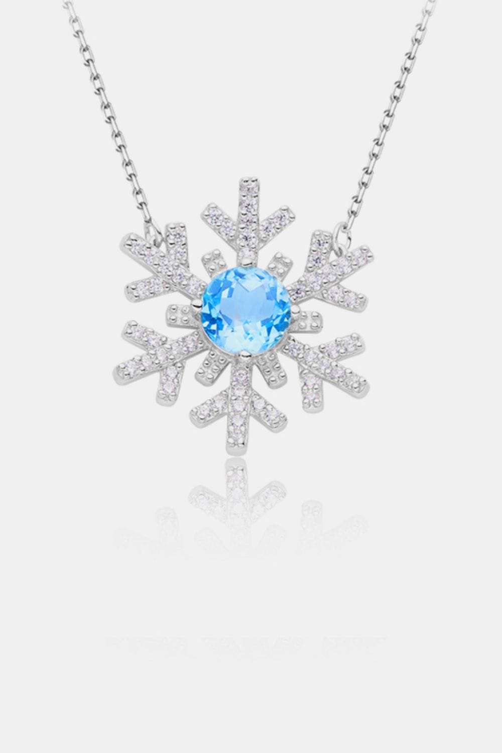 925 Sterling Silver Topaz Snowflake Shape Necklace - Trendsi - Flyclothing LLC