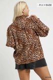 Umgee Full Size Leopard Print Ruffle Neck Blouse Plus Size - Trendsi - Flyclothing LLC