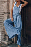 Distressed Wide Leg Denim Overalls - Trendsi - Flyclothing LLC