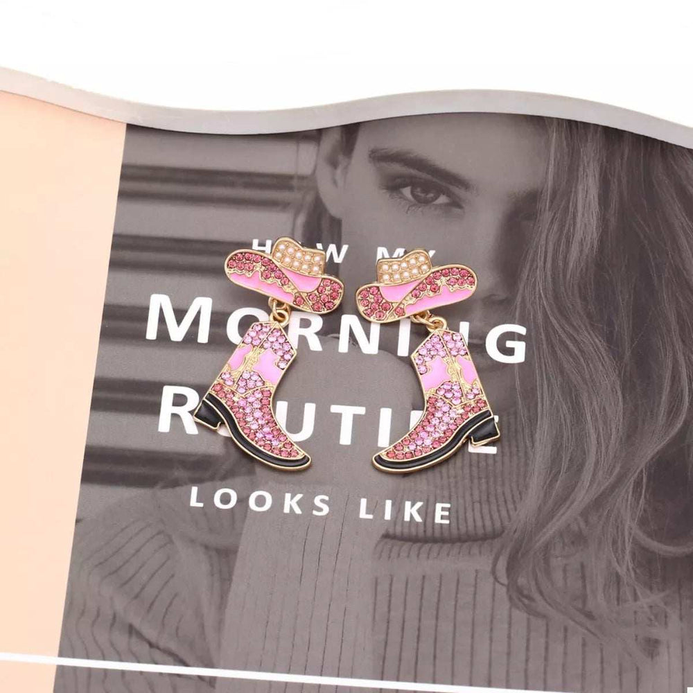 Cowboy Hat and Boot Dangle Earrings - Trendsi - Flyclothing LLC