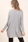 BOMBOM Round Neck Long Sleeve Oversized Top - Trendsi - Flyclothing LLC