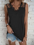 Lace Detail V-Neck Tank - Trendsi - Flyclothing LLC
