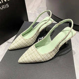 Point Toe Kitten Heel Slingback Pumps - Trendsi - Flyclothing LLC