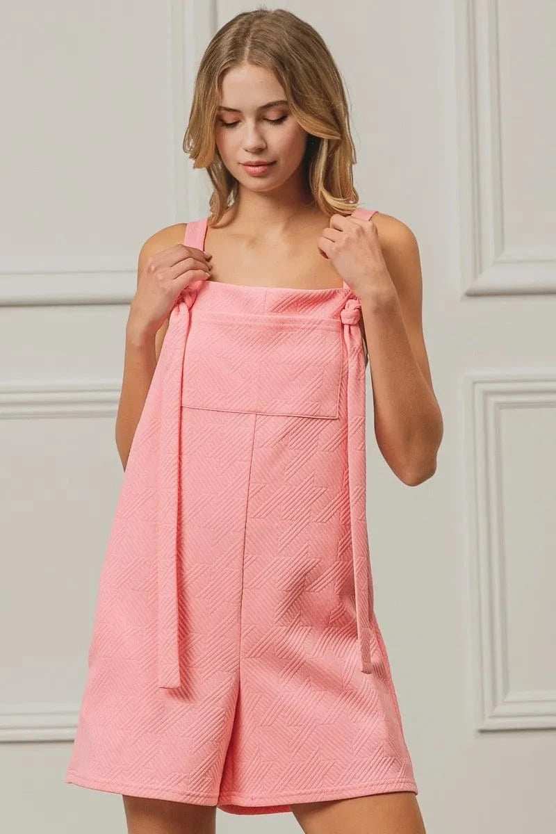 BiBi Texured Jacquard Romper with Side Pockets - Trendsi - Flyclothing LLC