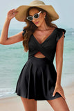 Cutout V-Neck Cap Sleeve One-Piece Swimwear - Trendsi - Flyclothing LLC