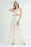 MABLE Crop Cami and Ruffled Wide Leg Pants Set - Trendsi - Flyclothing LLC