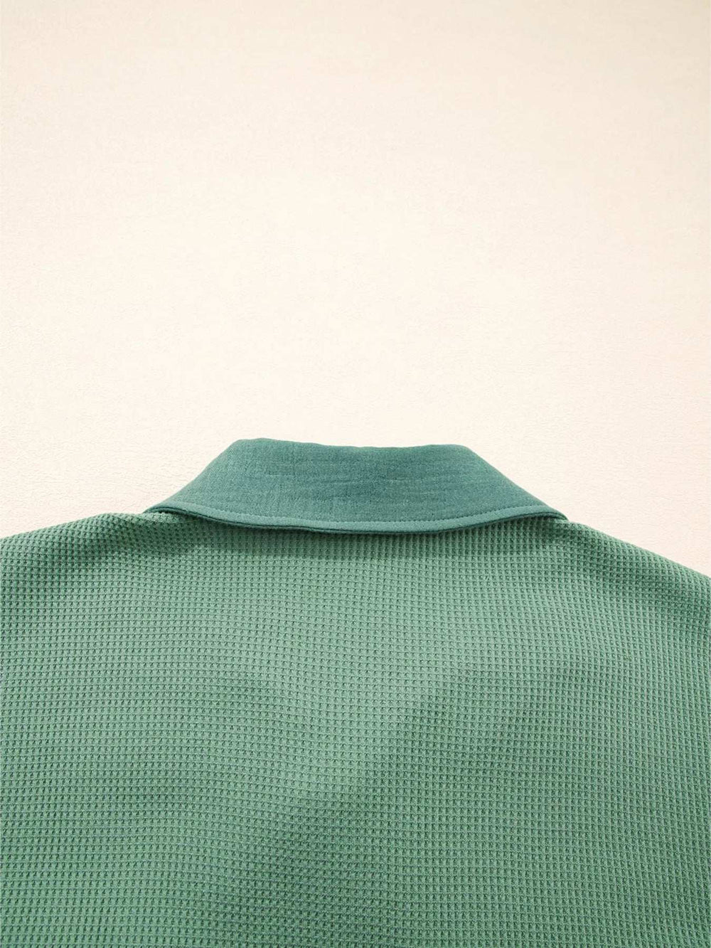 Waffle Knit Vintage Patchwork Button Up Loose Shirt - Trendsi - Flyclothing LLC