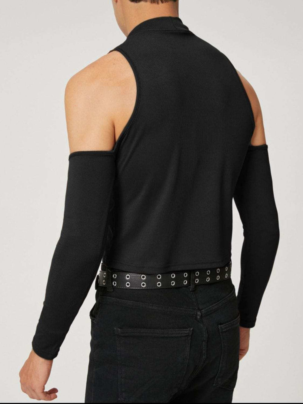 Men's Full Size Mock Neck Cold Shoulder T-Shirt Plus Size - Trendsi - Flyclothing LLC