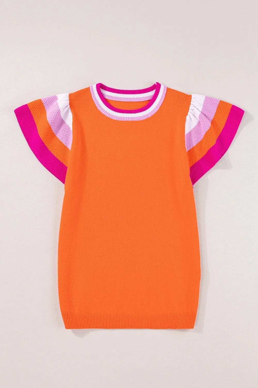 Color Block Round Neck Knit Top - Trendsi - Flyclothing LLC