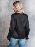 V-Neck Flounce Sleeve Blouse - Trendsi - Flyclothing LLC