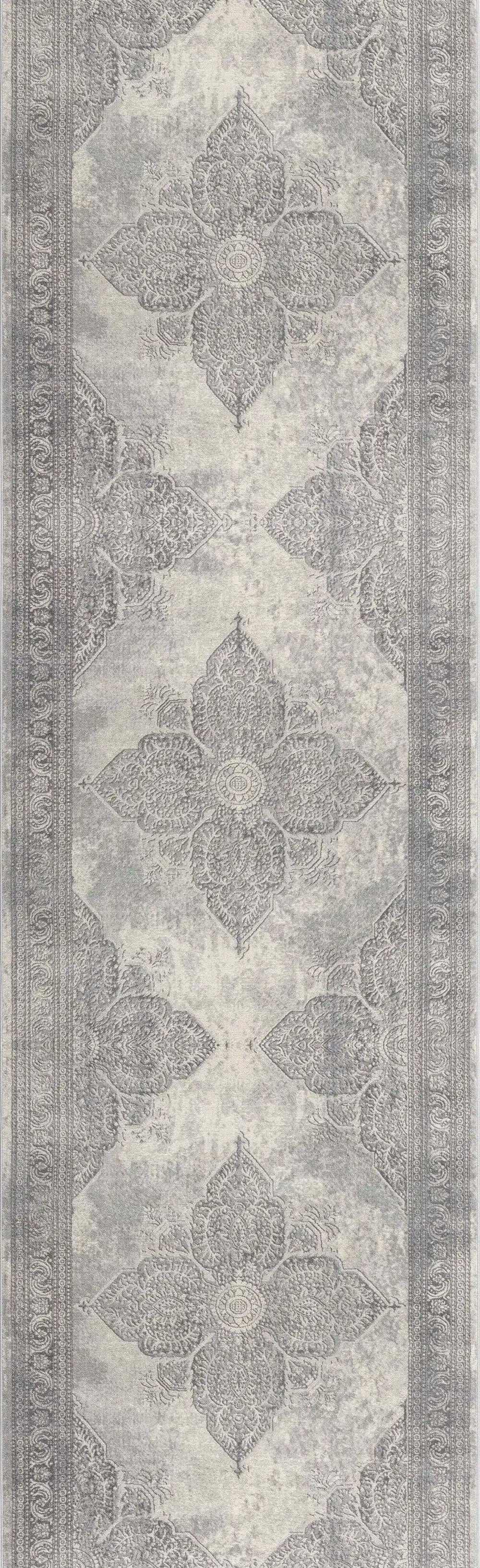 2' X 8' Gray Distressed Medallion Runner Rug - Homeroots - Flyclothing LLC