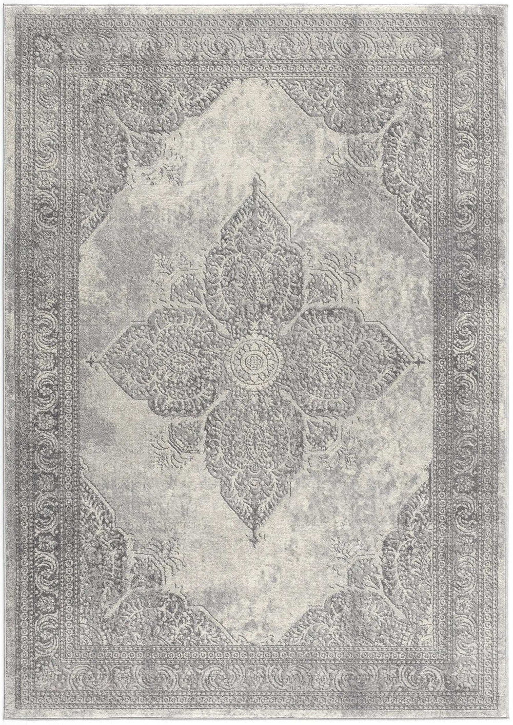 4' X 6' Gray Distressed Medallion Area Rug - Homeroots - Flyclothing LLC
