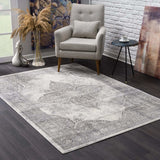 8' X 11' Gray Distressed Medallion Area Rug - Homeroots - Flyclothing LLC