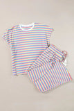 Striped Round Neck Short Sleeve Top and Pants Set - Trendsi - Flyclothing LLC