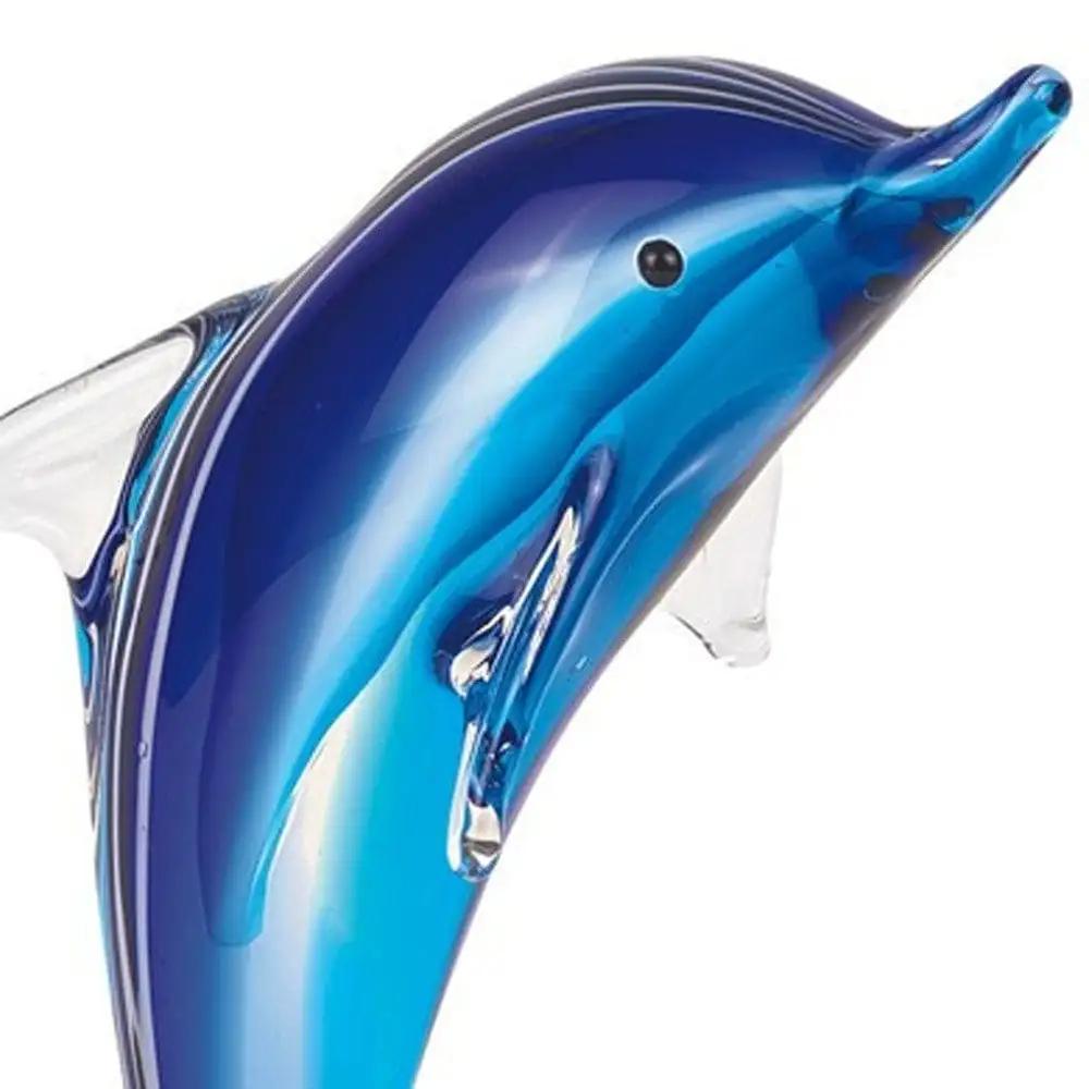 10" Blue Murano Glass Dolphin Figurine Tabletop Sculpture - Homeroots - Flyclothing LLC