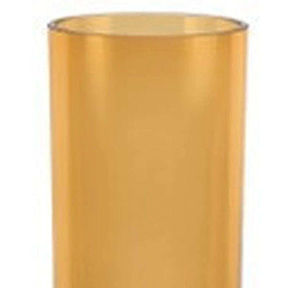 Amber Mouth Blown Bubble Glass Thick Walled Cylinder Vase - Homeroots - Flyclothing LLC