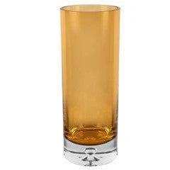 Amber Mouth Blown Bubble Glass Thick Walled Cylinder Vase - Homeroots - Flyclothing LLC