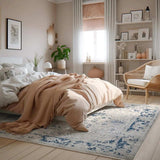 4' X 6' Navy Blue Distressed Floral Area Rug - Homeroots - Flyclothing LLC